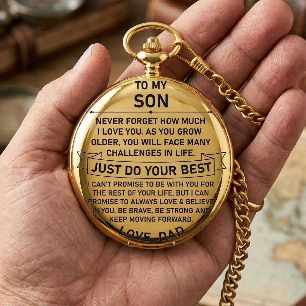 To My Son - From Dad, Vintage-Style Gold Pocket Watch Gift Set