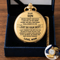 To My Son - From Mom, Vintage-Style Gold Pocket Watch Gift Set