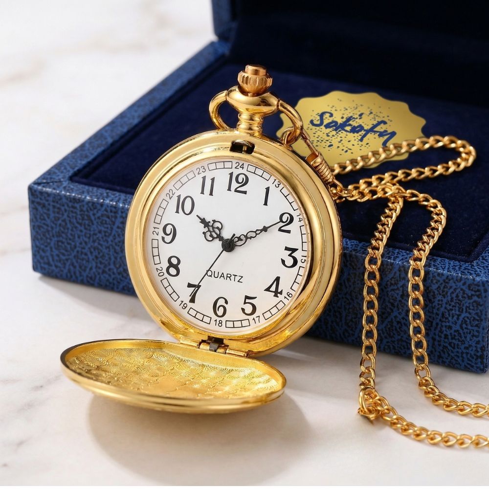 To My Son - From Mom, Vintage-Style Gold Pocket Watch Gift Set
