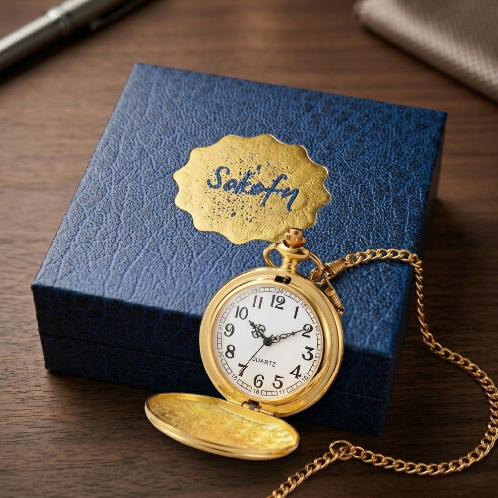 To My Son - From Mom, Vintage-Style Gold Pocket Watch Gift Set