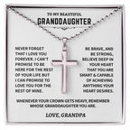 Granddaughter Gift,"Never Forget", Cross Necklace