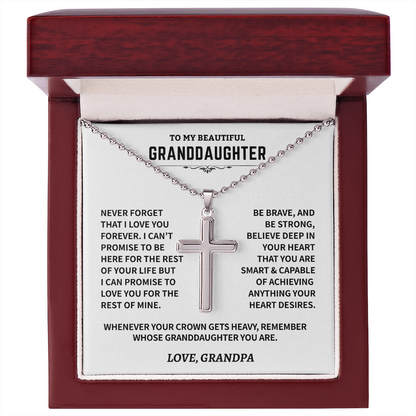 Granddaughter Gift,"Never Forget", Cross Necklace
