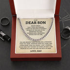Son Gift, From Dad "Never Forget That I Love You"- Cuban Chain Necklace