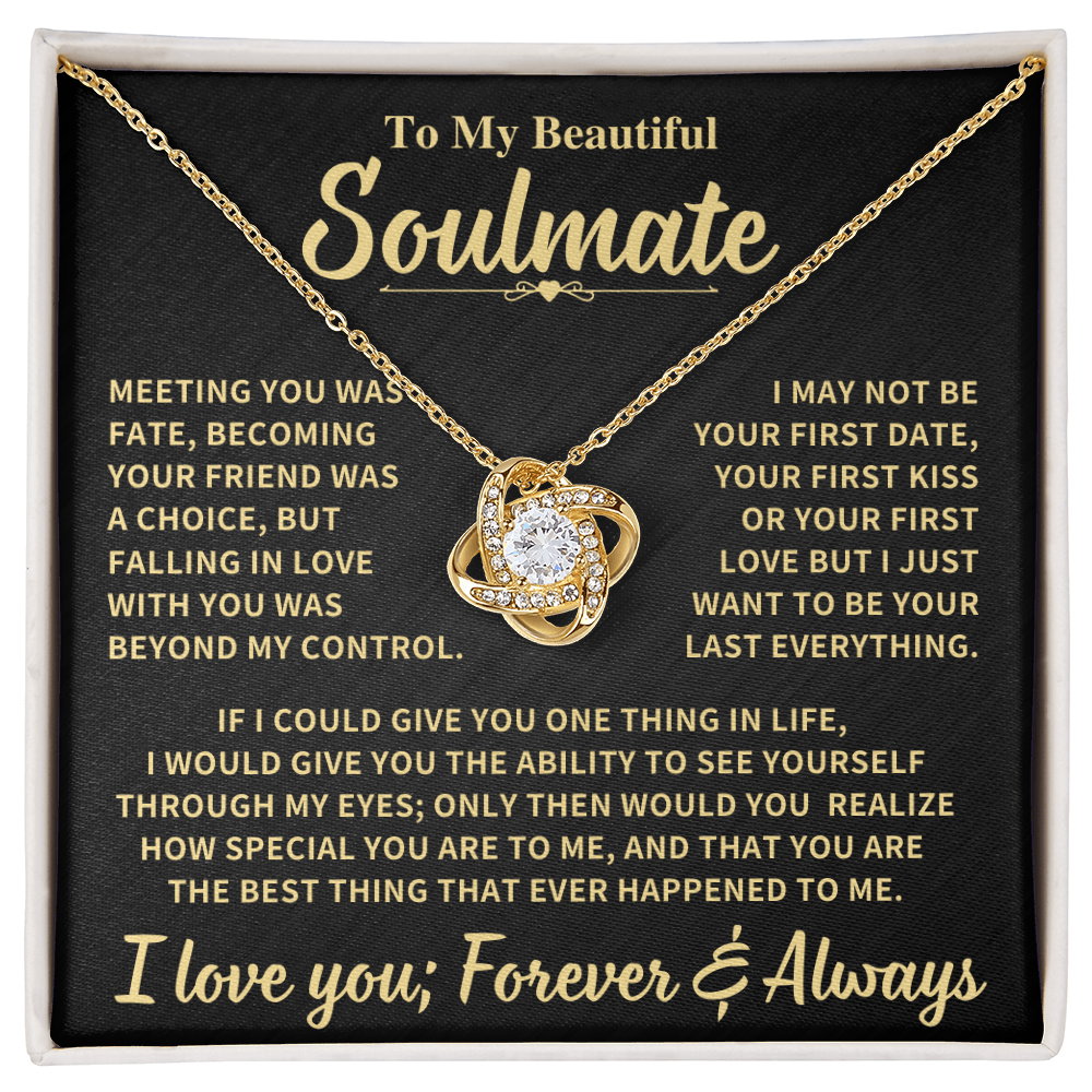 Beautiful Soulmate Gift, "Meeting You Was Fate", Knot Necklace