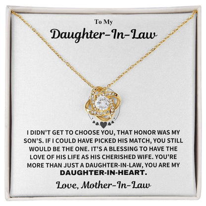 Daughter-In-Law Gift From Mother-in-Law, "Daughter In Heart Necklace Gift"