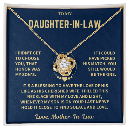 Daughter-In-Law Gift, "Filled With Love", Knot Necklace