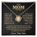 Mom Gift From Son ,"Thank You",Knot Necklace