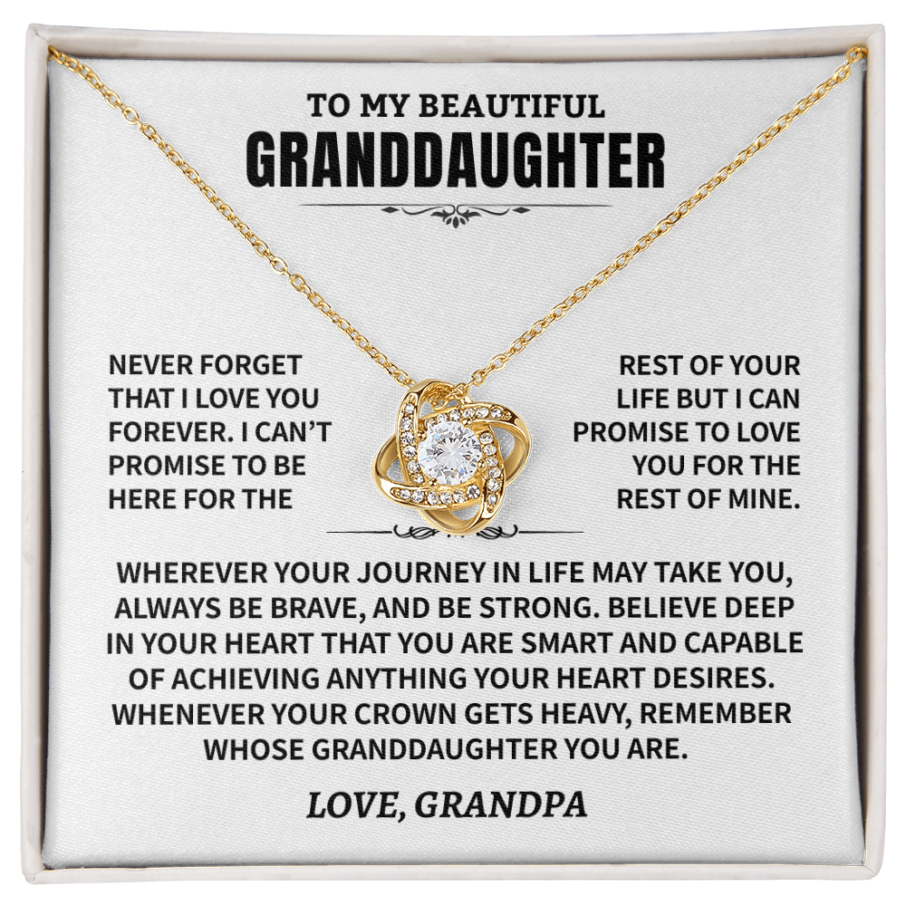 Granddaughter Gift From Grandpa, "Never Forget", Knot Necklace