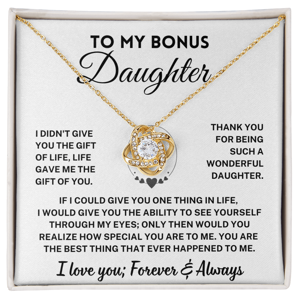 Bonus Daughter Gift, "Forever & Always", Knot Necklace
