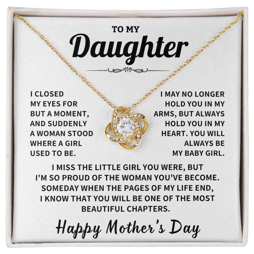 Daughter gift, "Always In My Heart", Knot Necklace