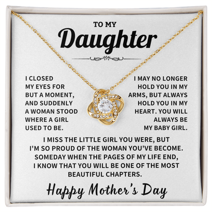 Daughter gift, "Always In My Heart", Knot Necklace