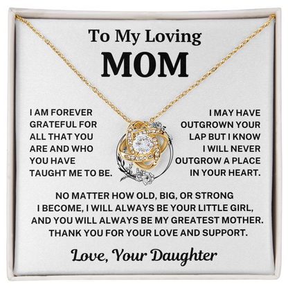 Mom Gift From Daughter,"Forever Grateful", Knot Necklace