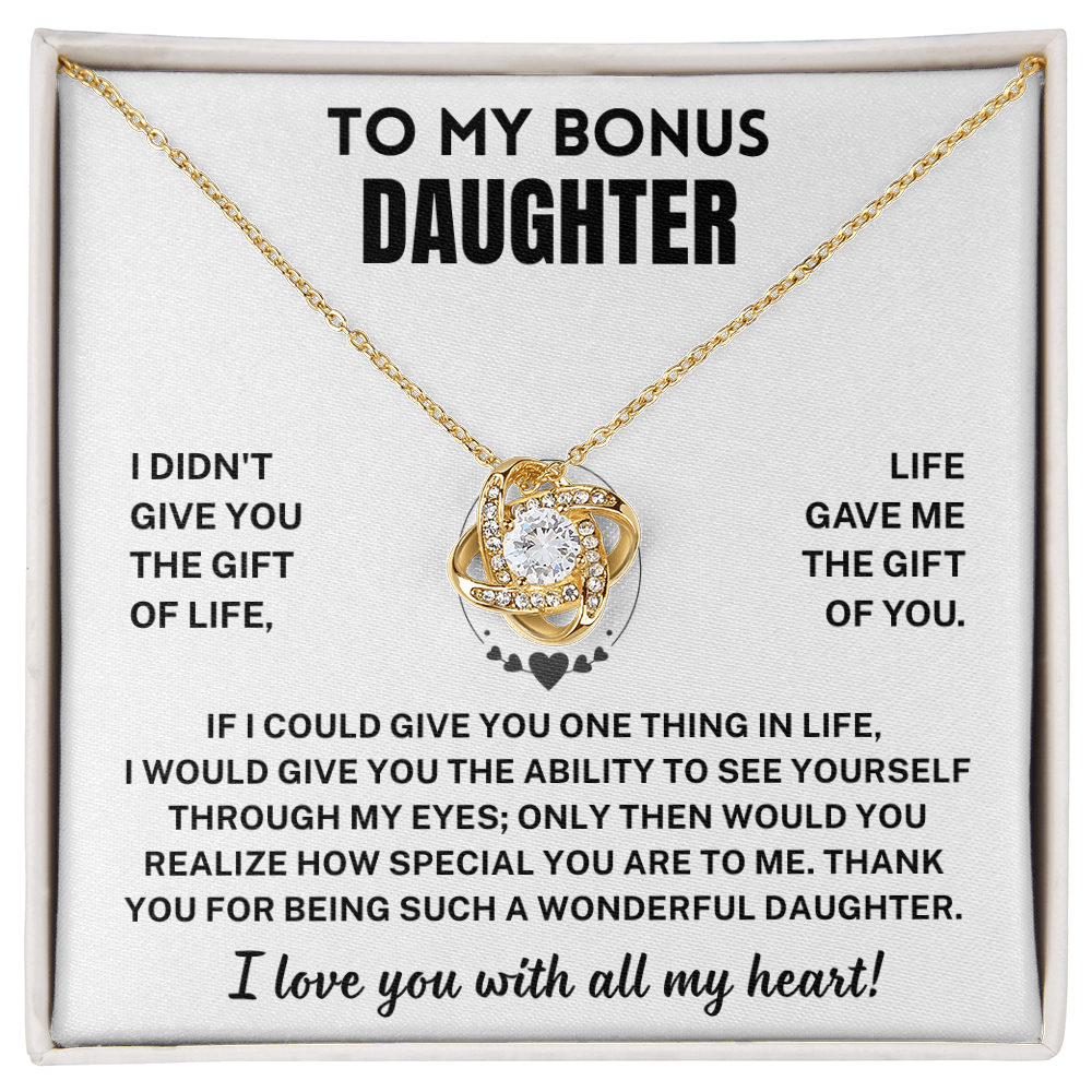 Bonus Daughter Gift,"I Love You", Knot Necklace