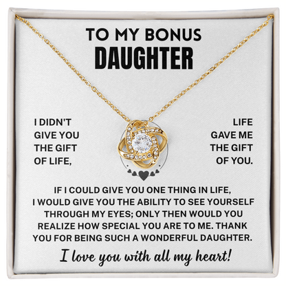 Bonus Daughter Gift,"I Love You", Knot Necklace