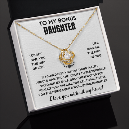 Bonus Daughter Gift, "I Love You ", Knot Necklace