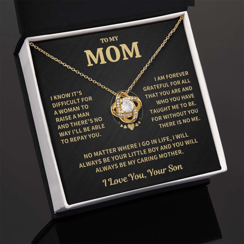 Mom Gift From Son, "Forever Grateful",Knot Necklace