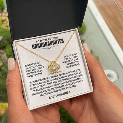 Granddaughter Gift From Grandpa, "Never Forget", Knot Necklace