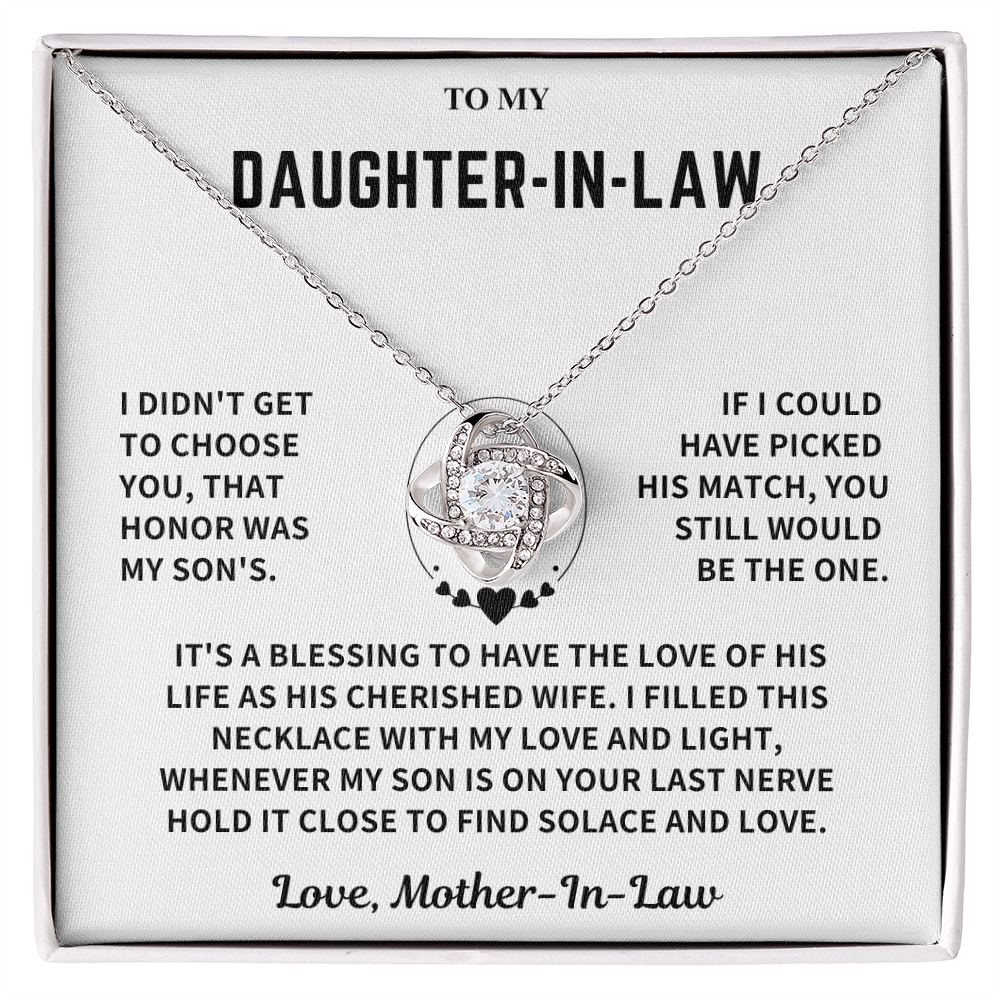 Daughter-In-Law Gift, "Filled with Love", Knot Necklace