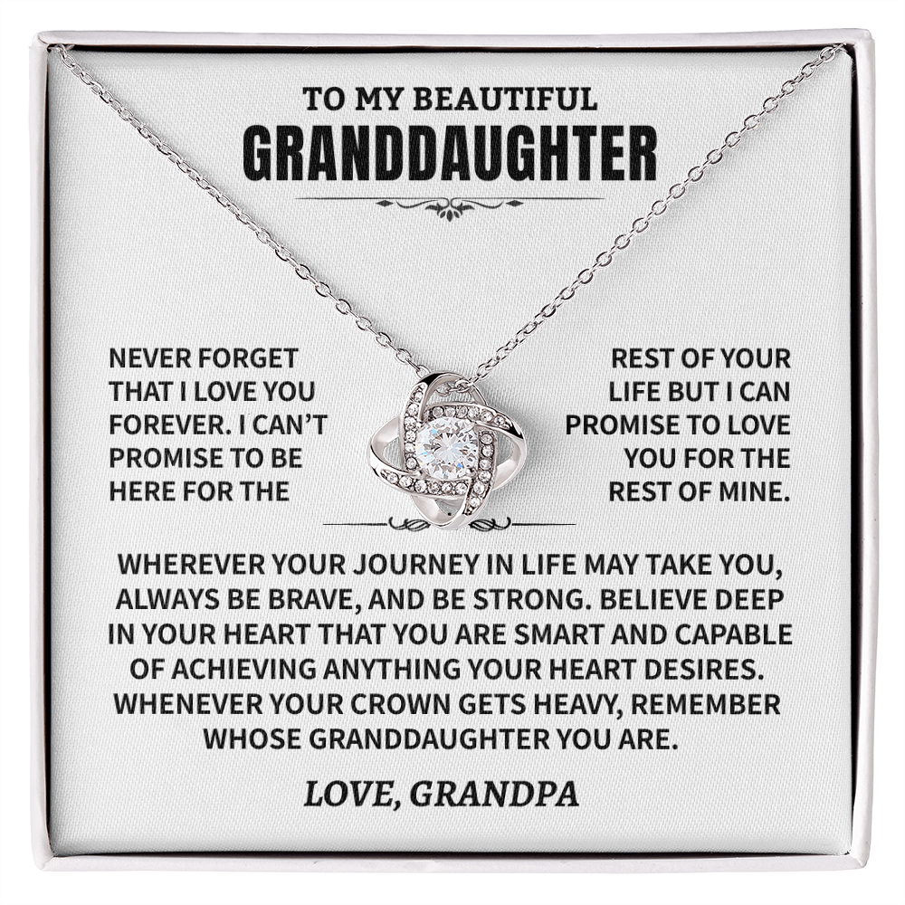 Granddaughter Gift From Grandpa, "Never Forget", Knot Necklace