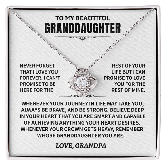 Granddaughter Gift From Grandpa, "Never Forget", Knot Necklace