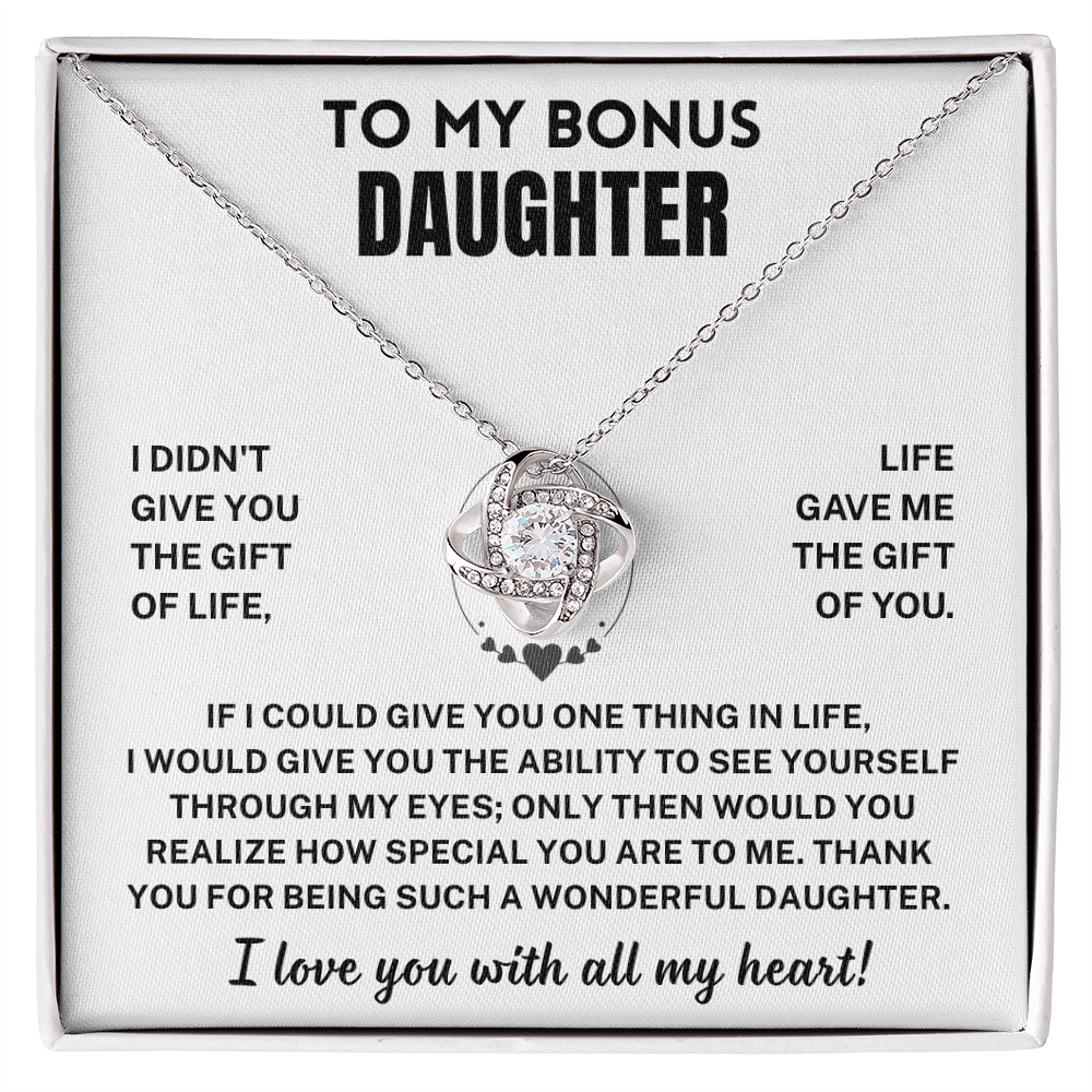 Bonus Daughter Gift, "I Love You ", Knot Necklace