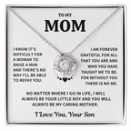 Mom Gift From Son, "Forever Grateful",Knot Necklace