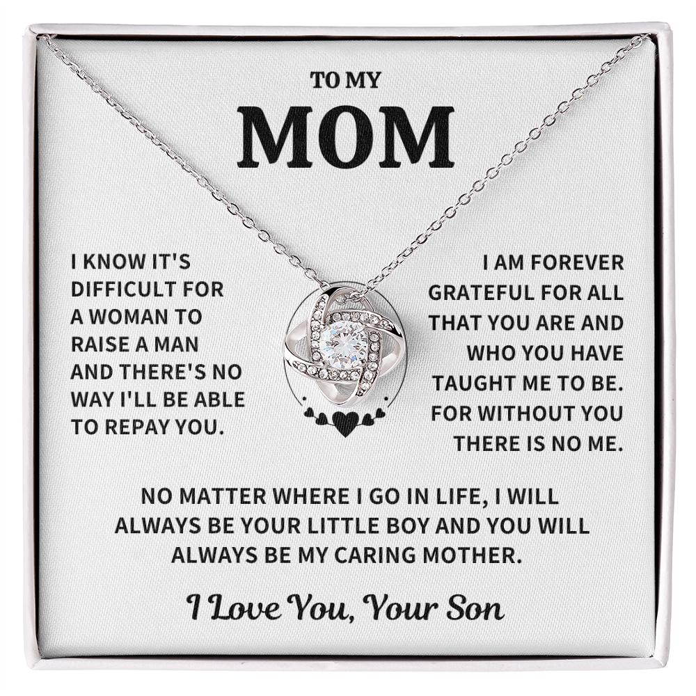 Mom Gift From Son, "Forever Grateful",Knot Necklace