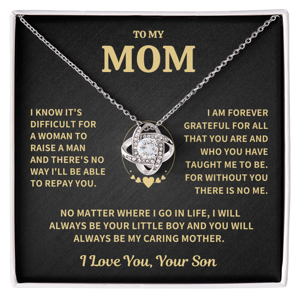 Mom Gift From Son, "Forever Grateful",Knot Necklace