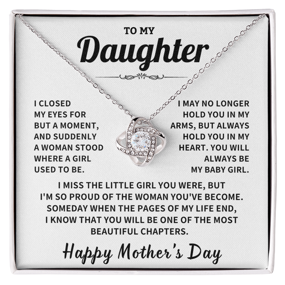 Daughter gift, "Always In My Heart", Knot Necklace