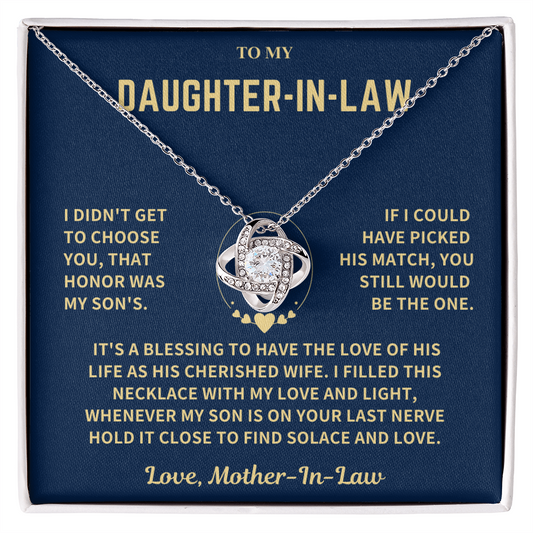 Daughter-In-Law Gift, "Filled With Love", Knot Necklace