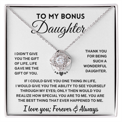 Bonus Daughter Gift,"Forever & Always", Knot Necklace