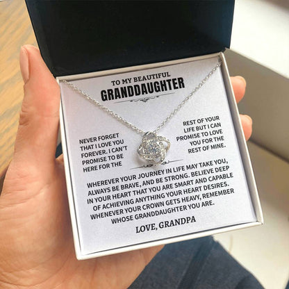 Granddaughter Gift From Grandpa, "Never Forget", Knot Necklace