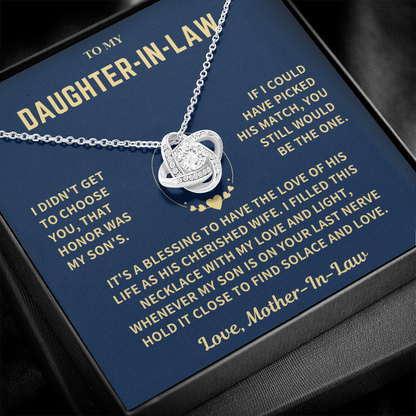 Daughter-In-Law Gift, "Filled With Love", Knot Necklace