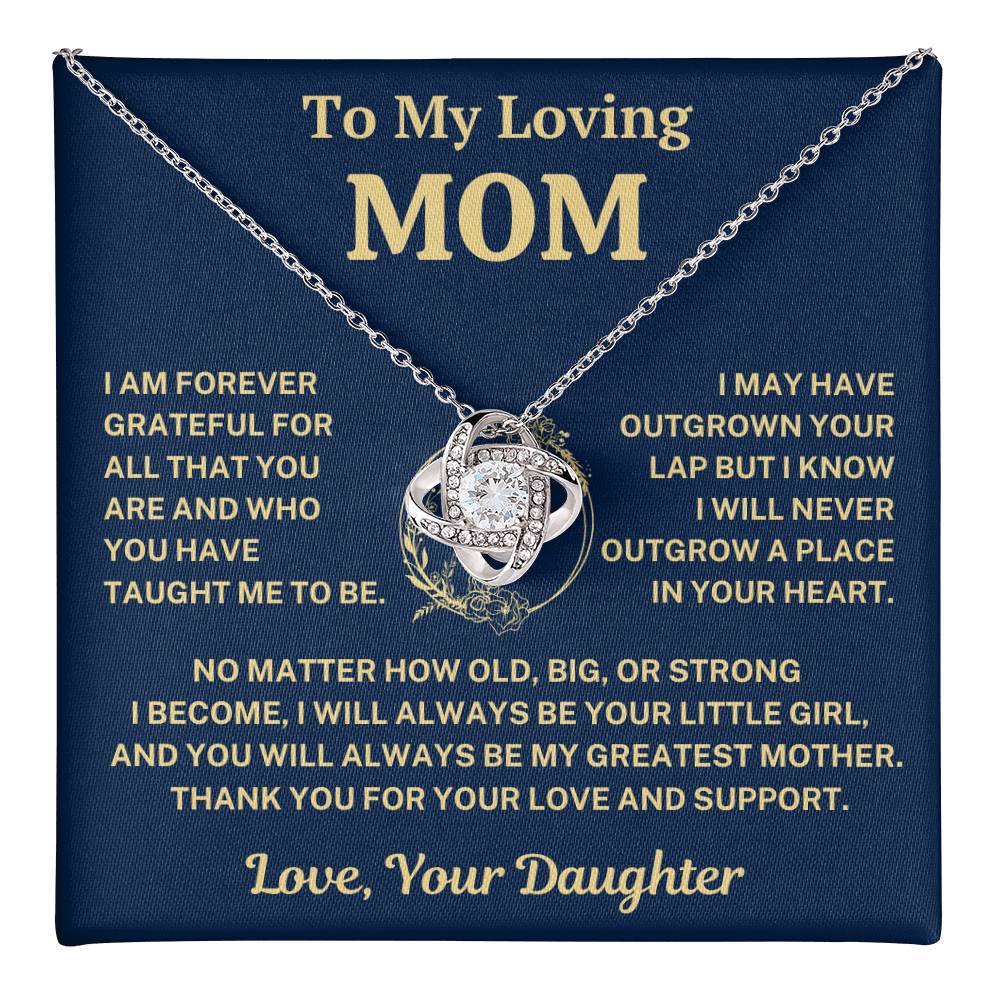 Mom Gift From Daughter, "Forever Grateful", Knot Necklace