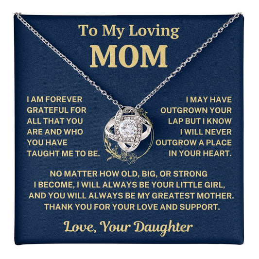 Mom Gift From Daughter, "Forever Grateful", Knot Necklace