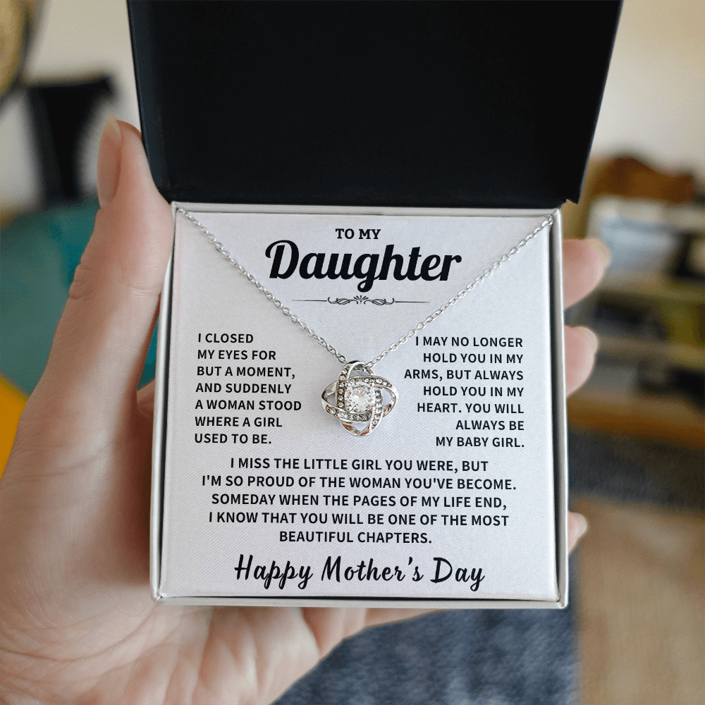 Daughter gift, "Always In My Heart", Knot Necklace
