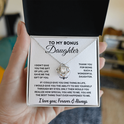 Bonus Daughter Gift, "Forever & Always", Knot Necklace