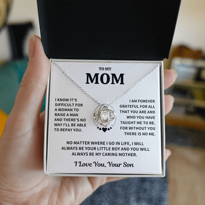 Mom Gift From Son, "Forever Grateful",Knot Necklace