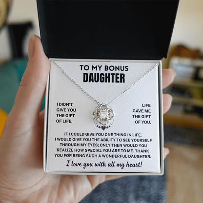 Bonus Daughter Gift,"I Love You", Knot Necklace