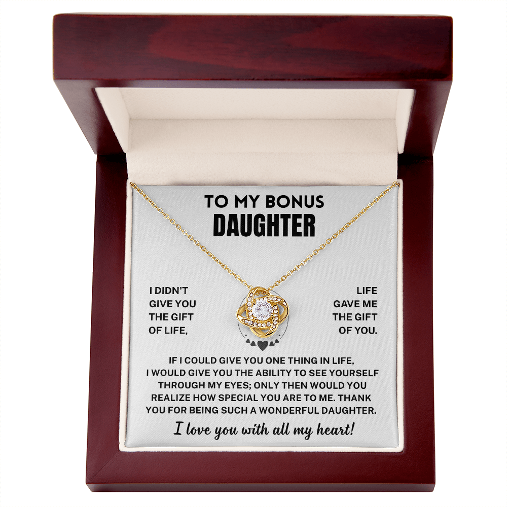 Bonus Daughter Gift,"I Love You", Knot Necklace