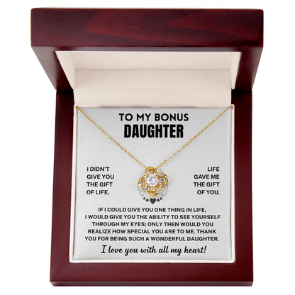 Bonus Daughter Gift,"I Love You", Knot Necklace
