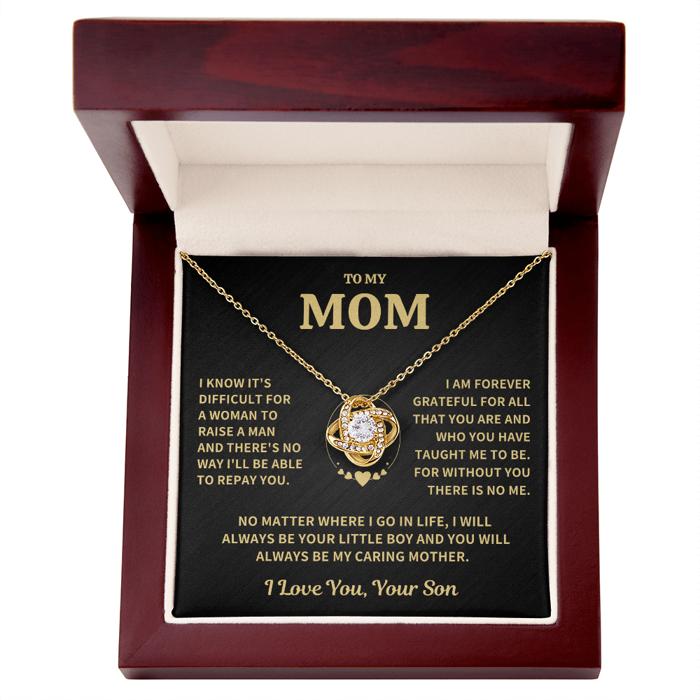 Mom Gift From Son, "Forever Grateful",Knot Necklace