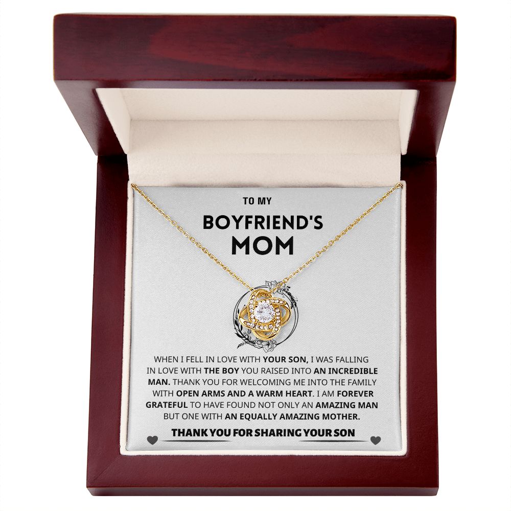 Boyfriend's Mom Gift- Forever Grateful-Love Knot Necklace