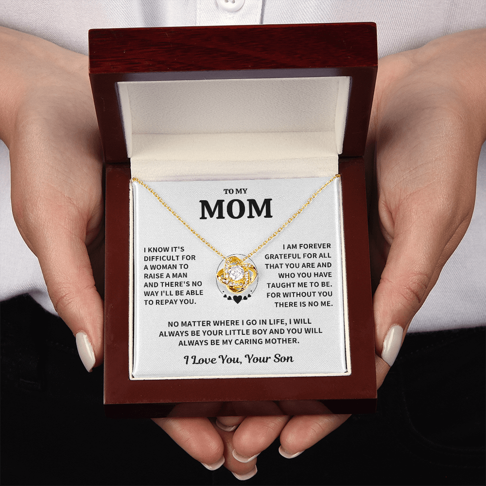 Mom Gift From Son, "Forever Grateful",Knot Necklace
