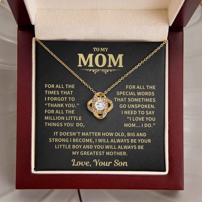 Mom Gift From Son ,"Thank You",Knot Necklace