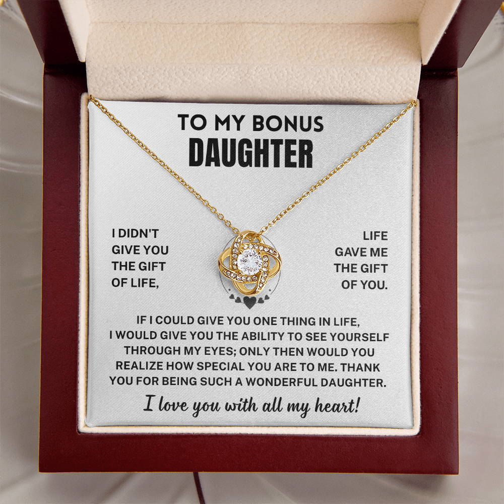 Bonus Daughter Gift,"I Love You", Knot Necklace