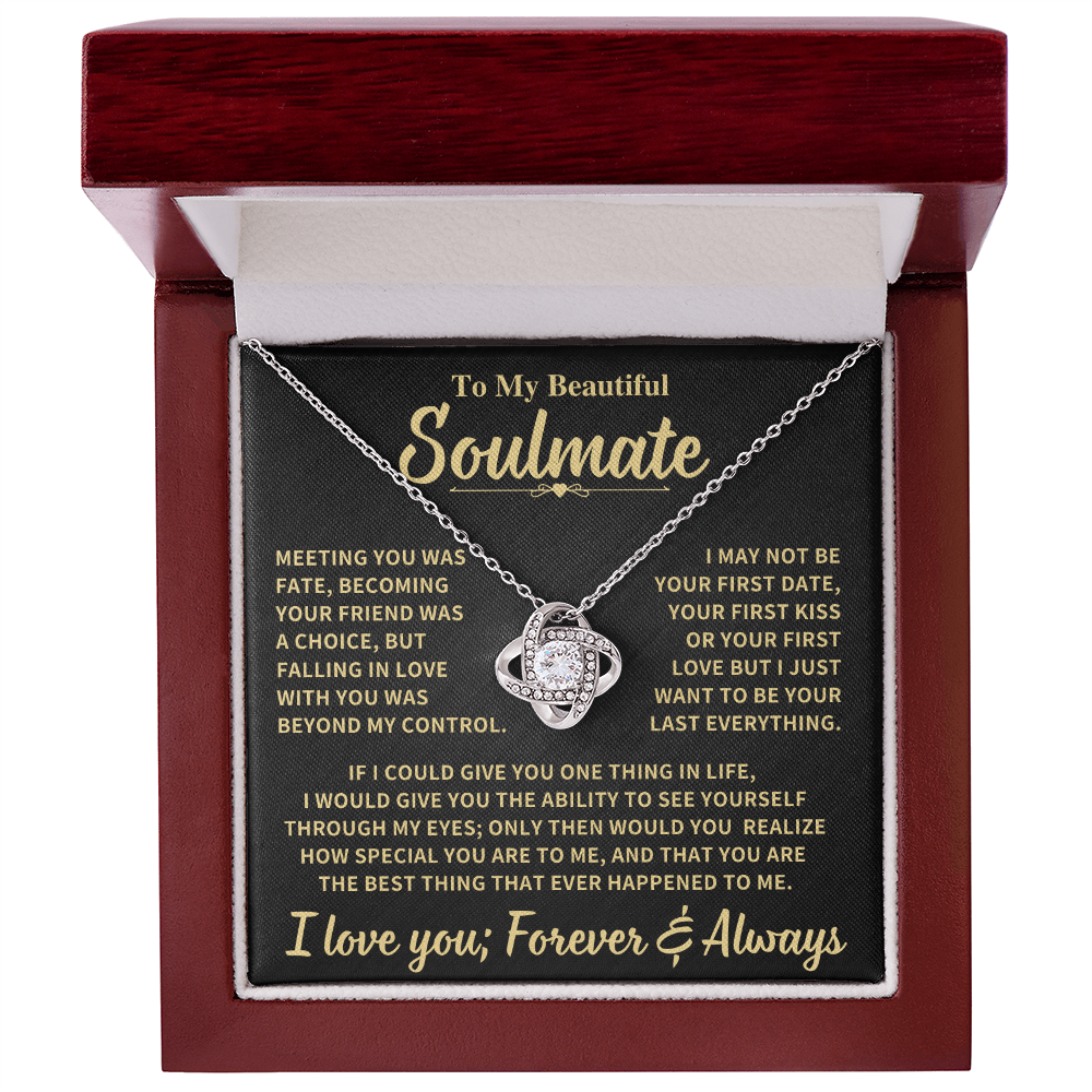 Beautiful Soulmate Gift, "Meeting You Was Fate", Knot Necklace