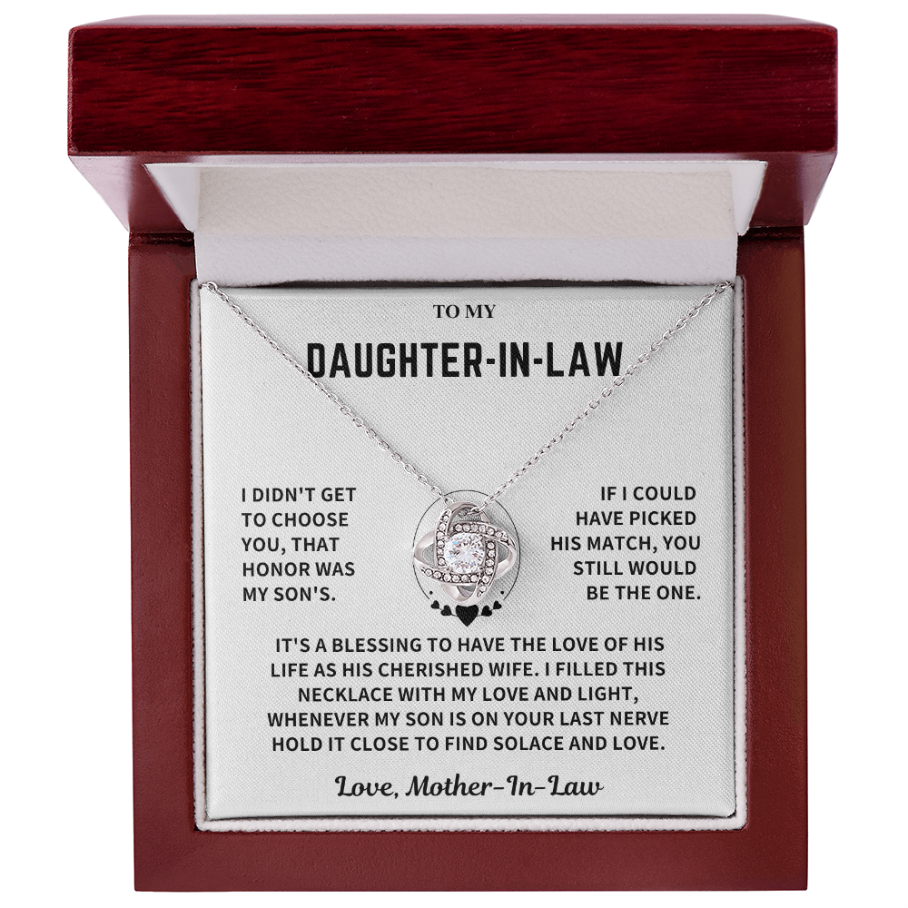 Daughter-In-Law Gift, "Filled with Love", Knot Necklace