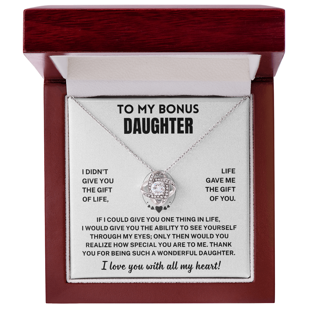 Bonus Daughter Gift,"I Love You", Knot Necklace