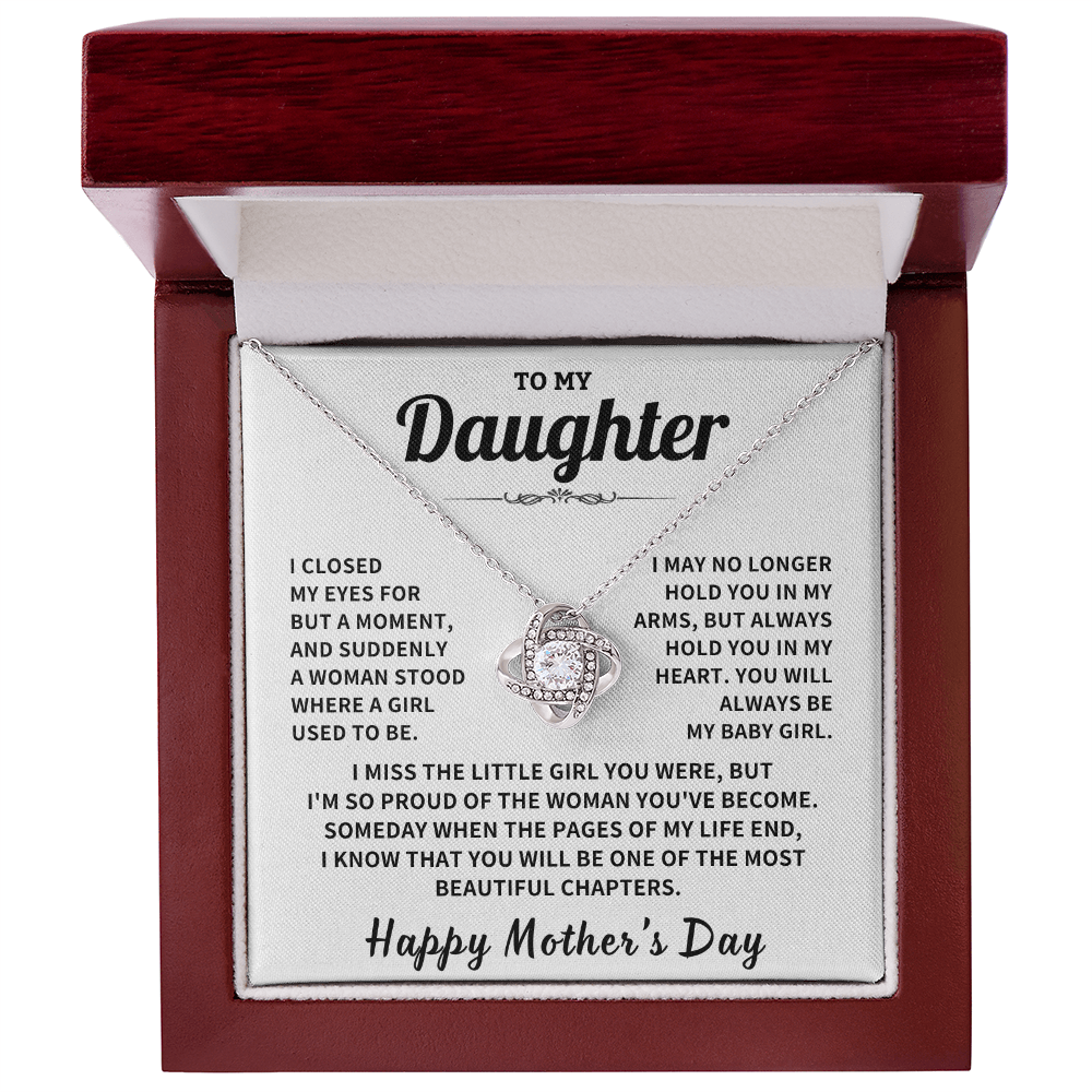 Daughter gift, "Always In My Heart", Knot Necklace